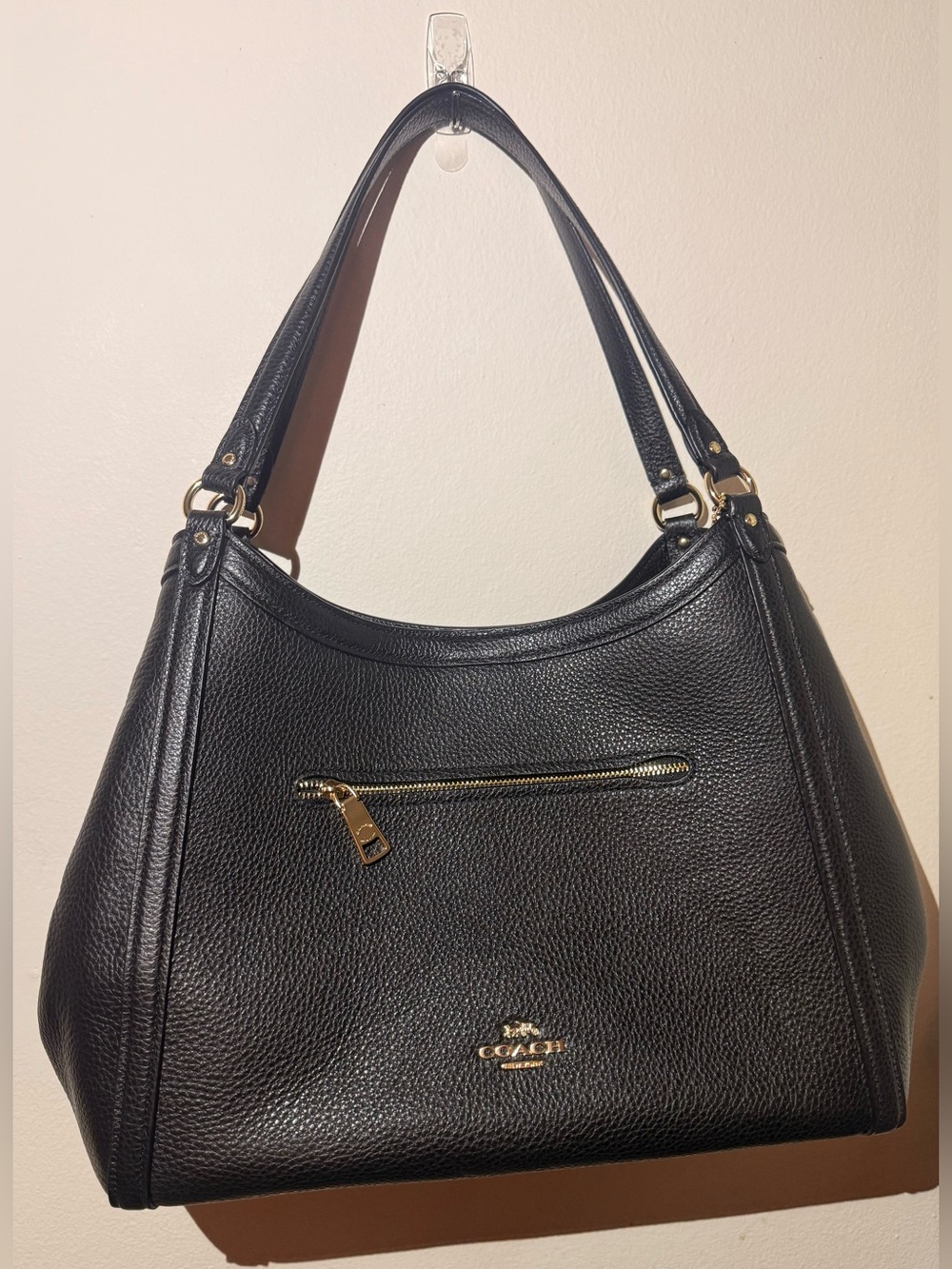 Coach Black Pebbled Leather Shoulder Bag with Gold Hardware